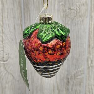 St. Nicholas Square‎ Strawberry Chocolate Glass Ornament Holiday Bon Appetit New